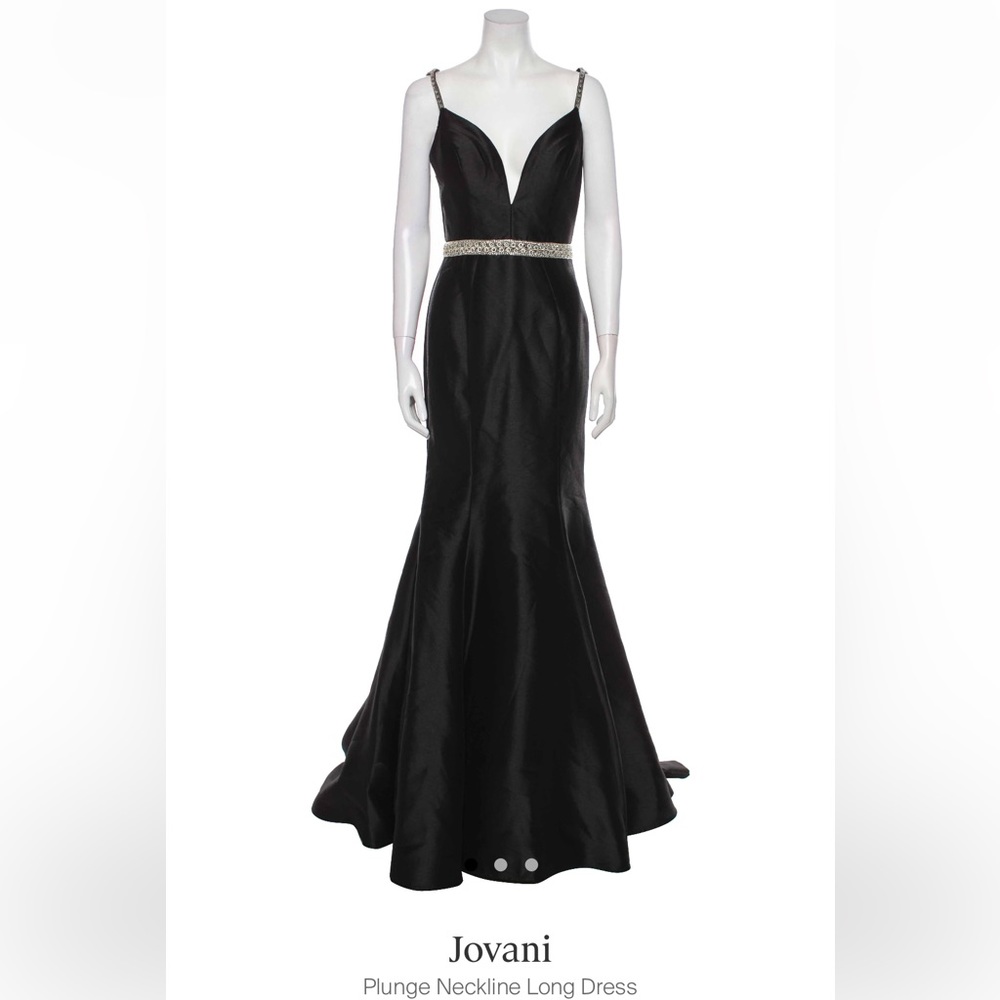 long gown plunging v-neck backless with rhinestone detail